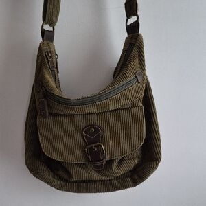 Olive Green Corduroy Relaxed Adjustable Shoulder/ Crossbody Bag